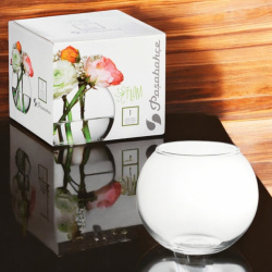 Ваза круглая стеклянная, высота 102 мм. / Подарочная упаковка